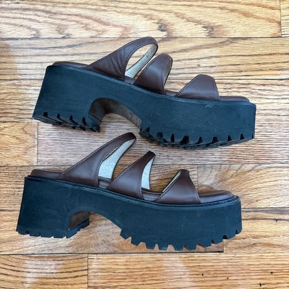 Marge Sherwood Brown Platform Sandals 36 - Picture 5 of 9